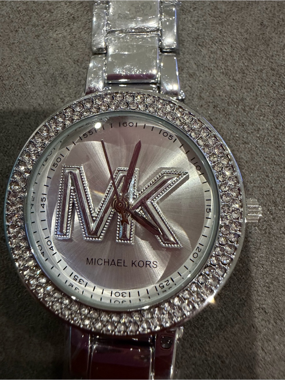 Michael Kors Silver Crystal-Accent MK Logo Watch